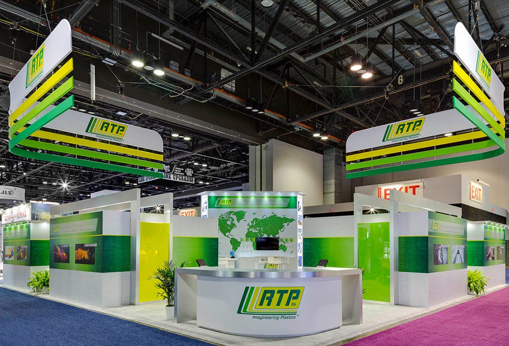 Large custom rental trade show display with meeting spaces and purchased graphics Large custom rental trade show display with meeting spaces and purchased graphics